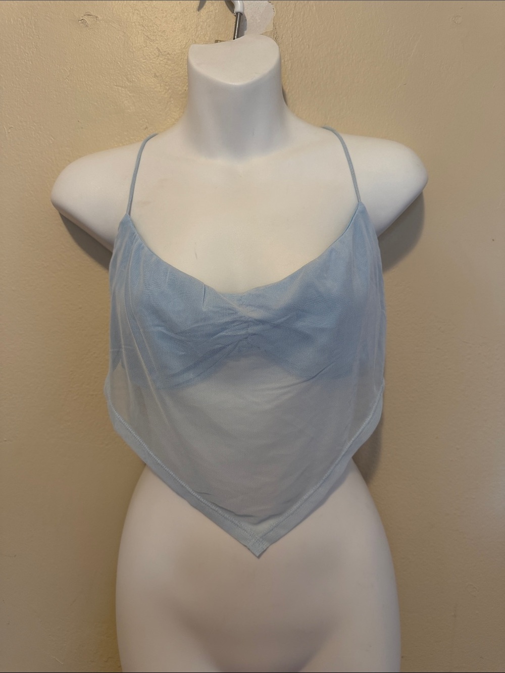 Princess Polly Light Blue Sheer Handkerchief Hem Cami